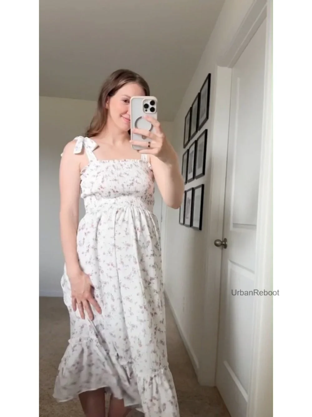 Boho Floral Maxi Dress Smocked Sleeveless Square Neck Ruffle